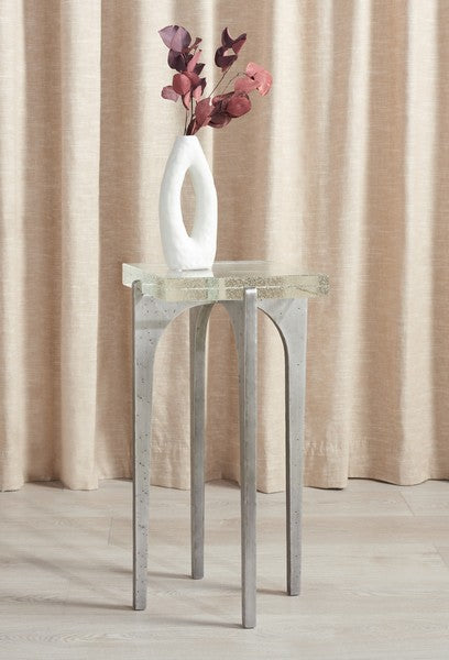 TAWNY SQUARE BUBBLE GLASS ACCENT TABLE