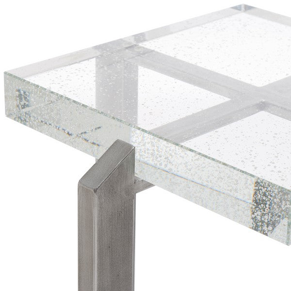 PIXIE SQUARE BUBBLE GLASS ACCENT TABLE