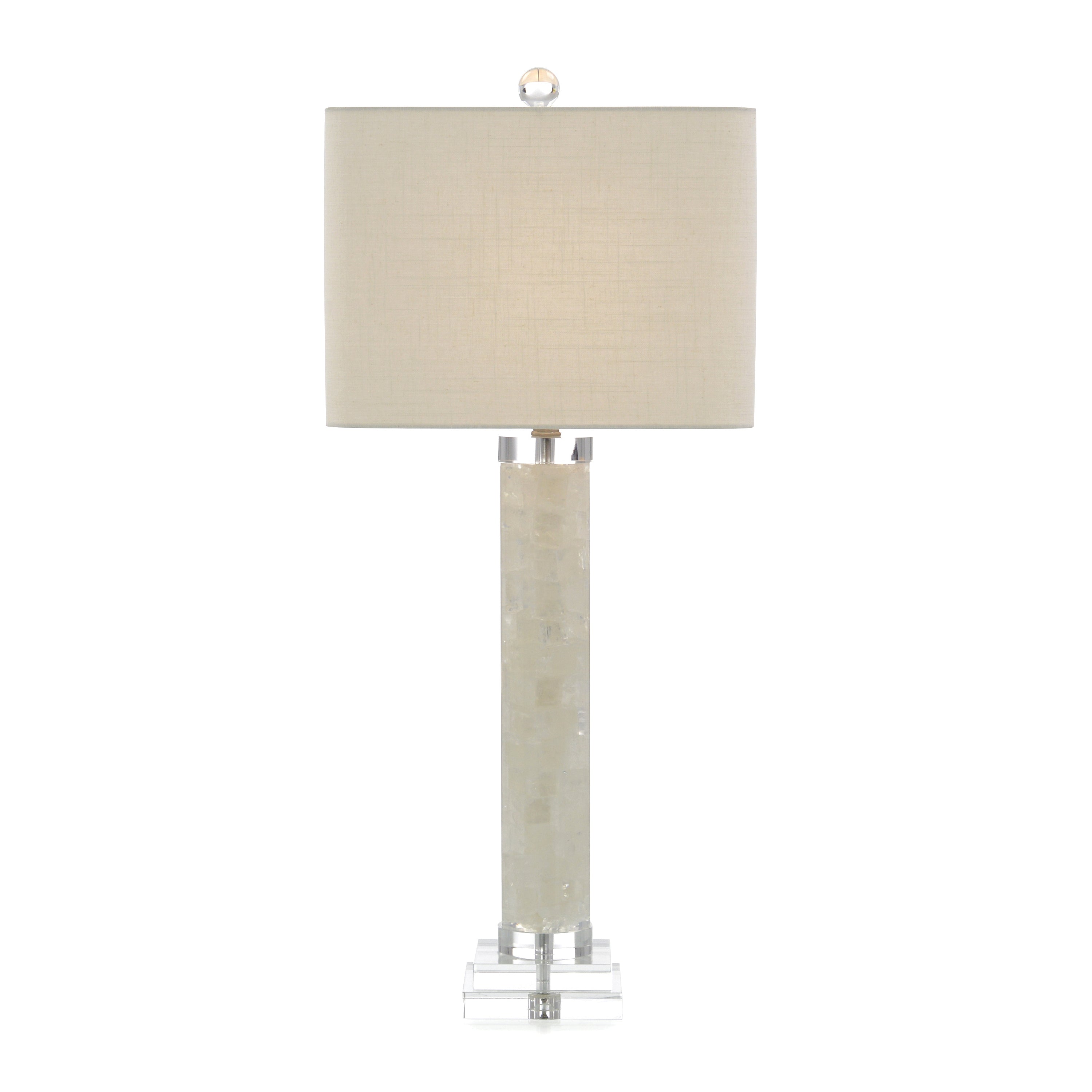 Lampe de table blanche en calcite et quartz