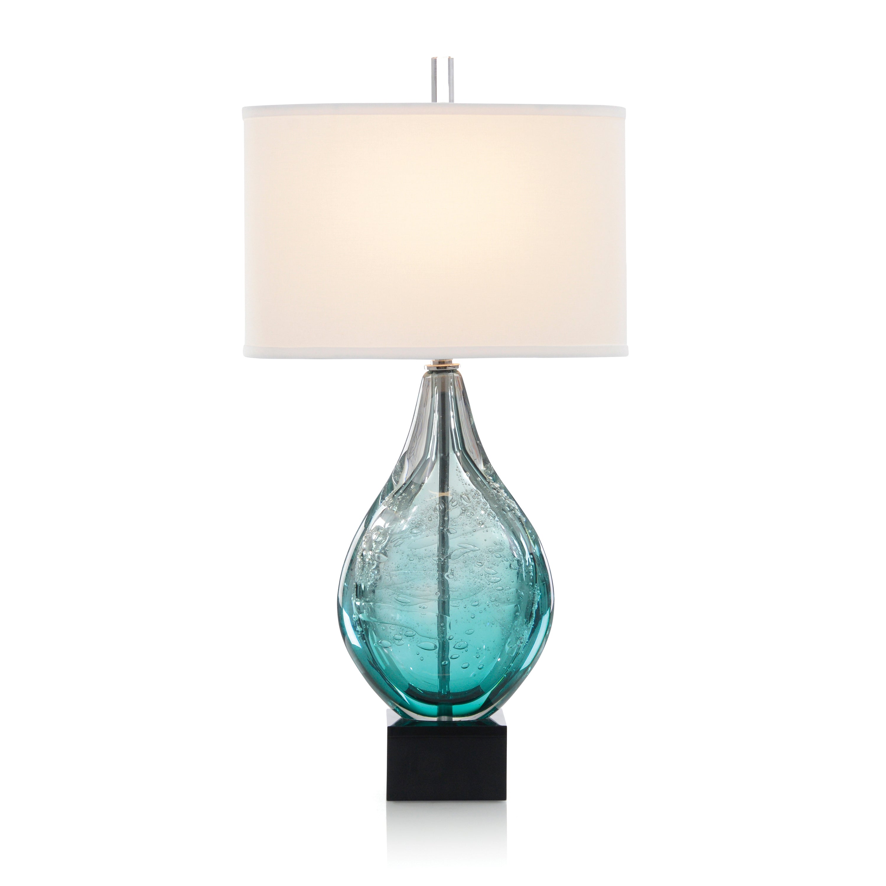 Lampe de table en verre d'art azur clair