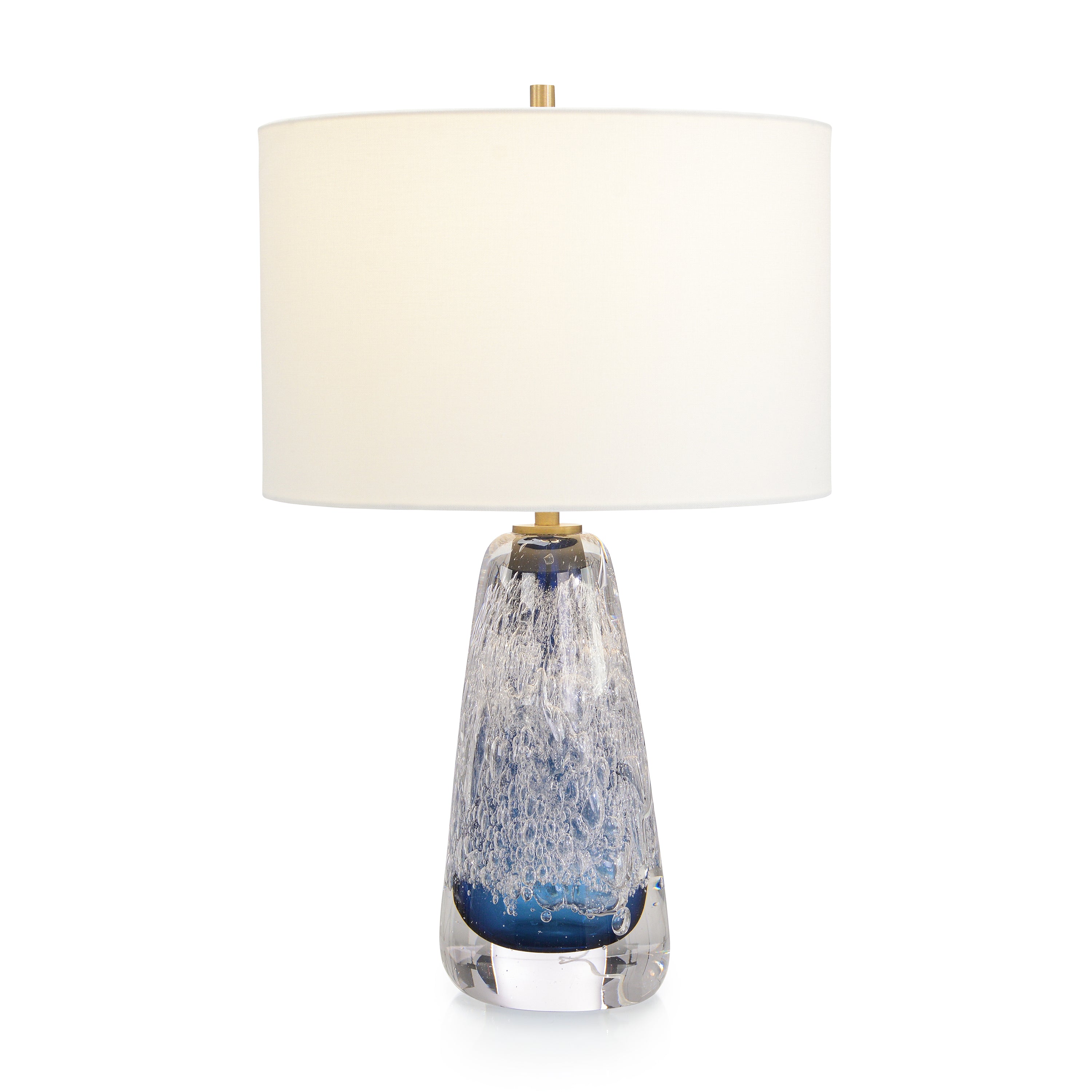 Lampe de table en verre d'art bleu saphir