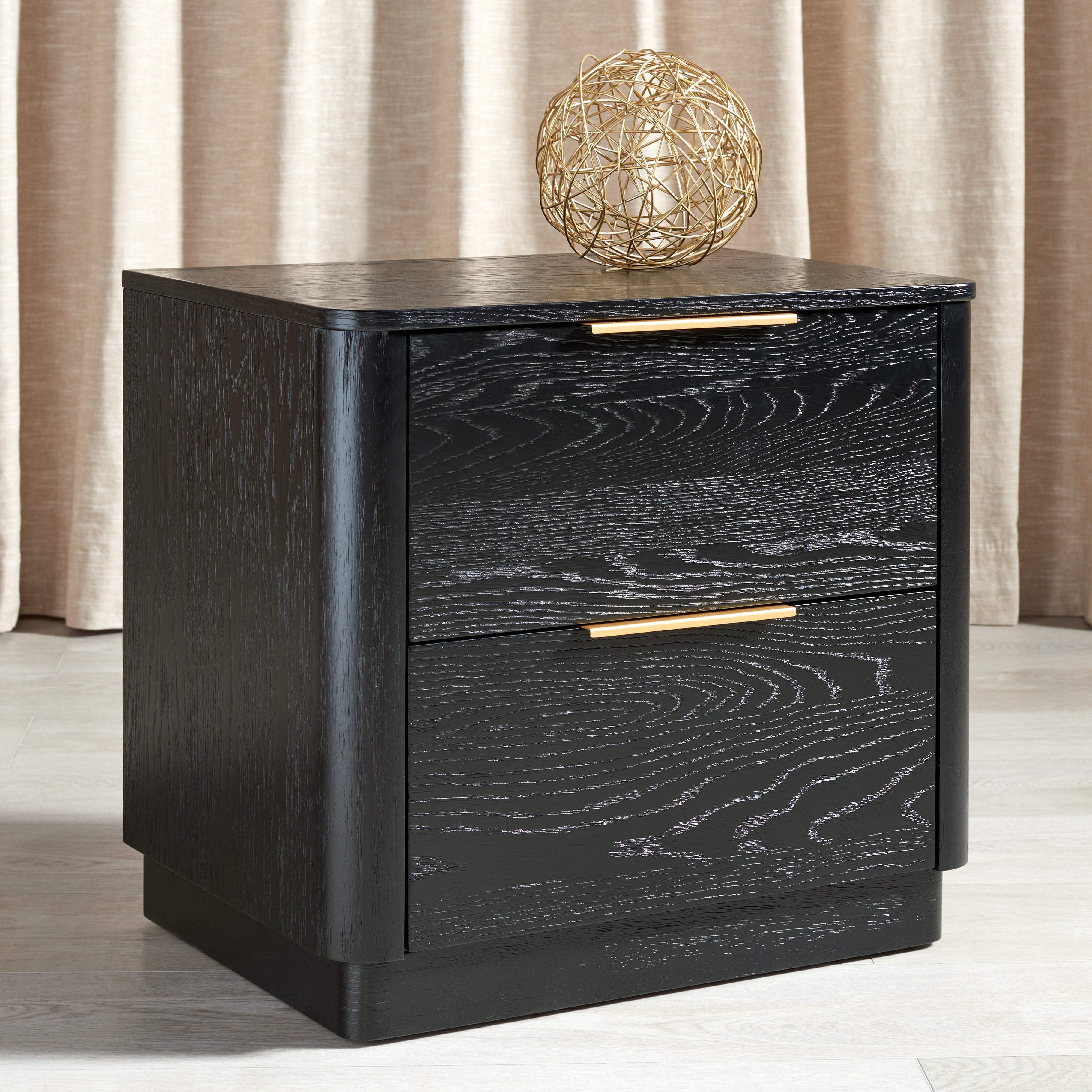 GABRIETTA 2 DRAWER WOOD NIGHTSTAND