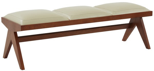 ROSSELLI VEGAN LEATHER AND WOOD BENCH